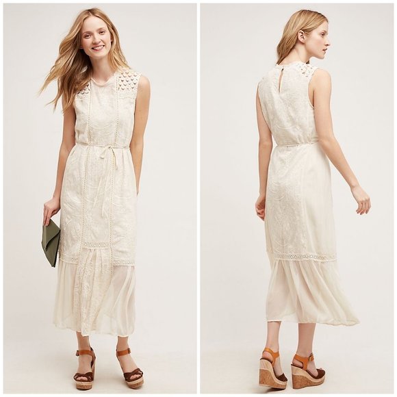 Anthropologie Cream Maxi Dress - Picture 2 of 8